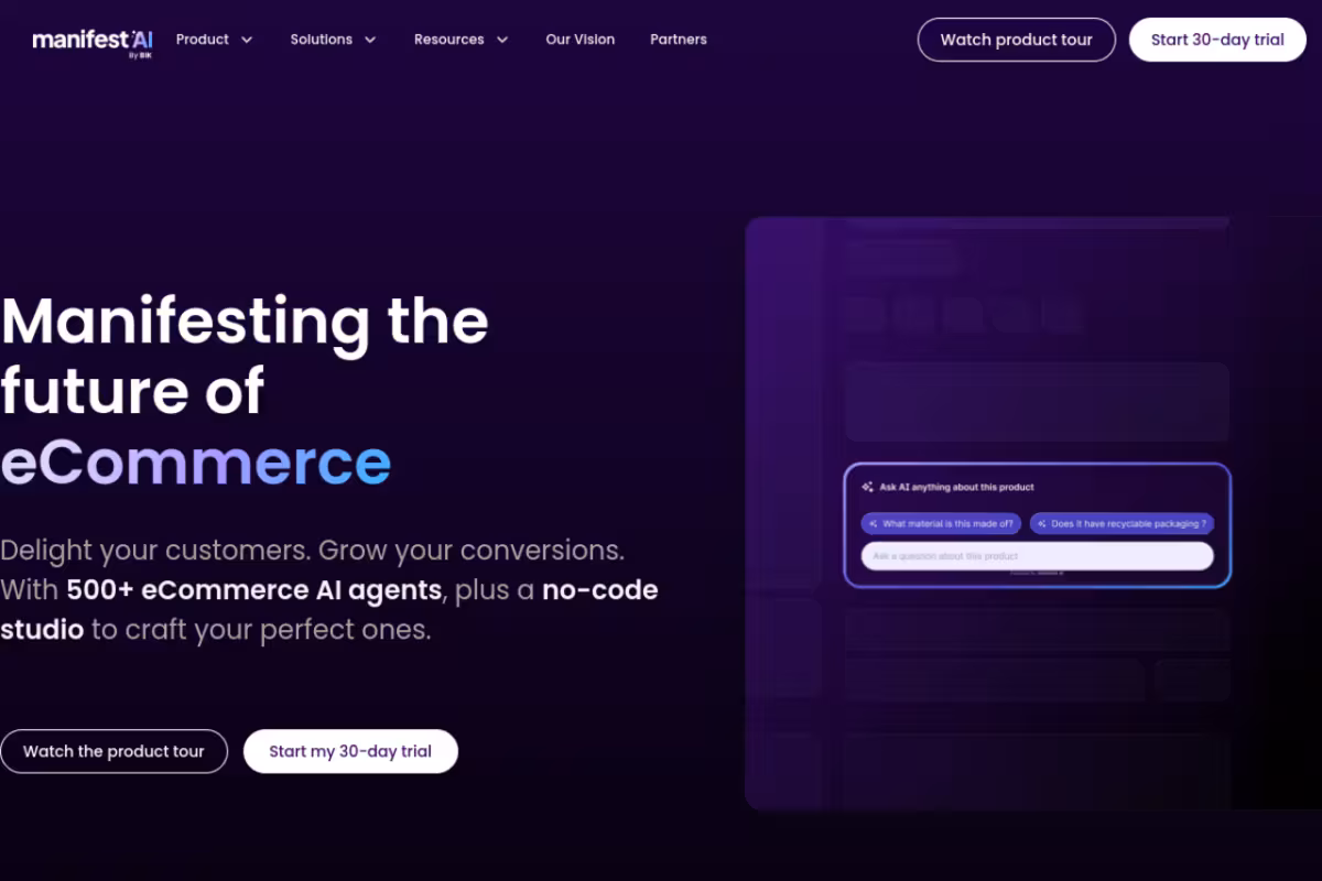 Manifest AI homepage screenshot