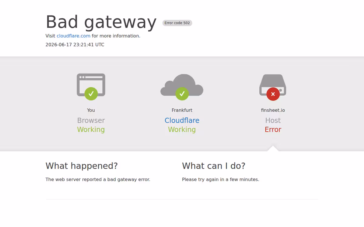 Finsheet homepage screenshot