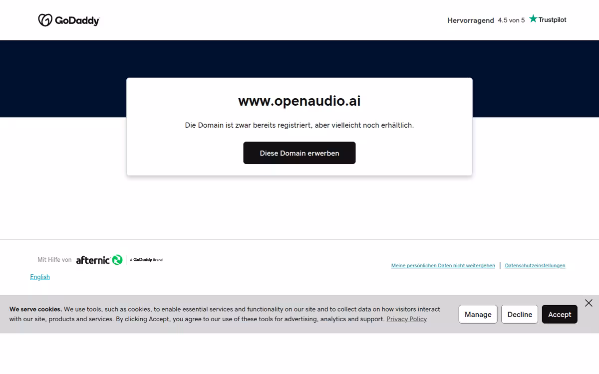Open-Audio TTS homepage screenshot