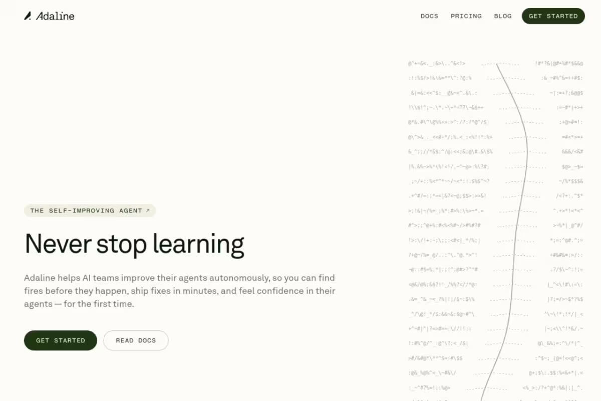Adaline homepage screenshot