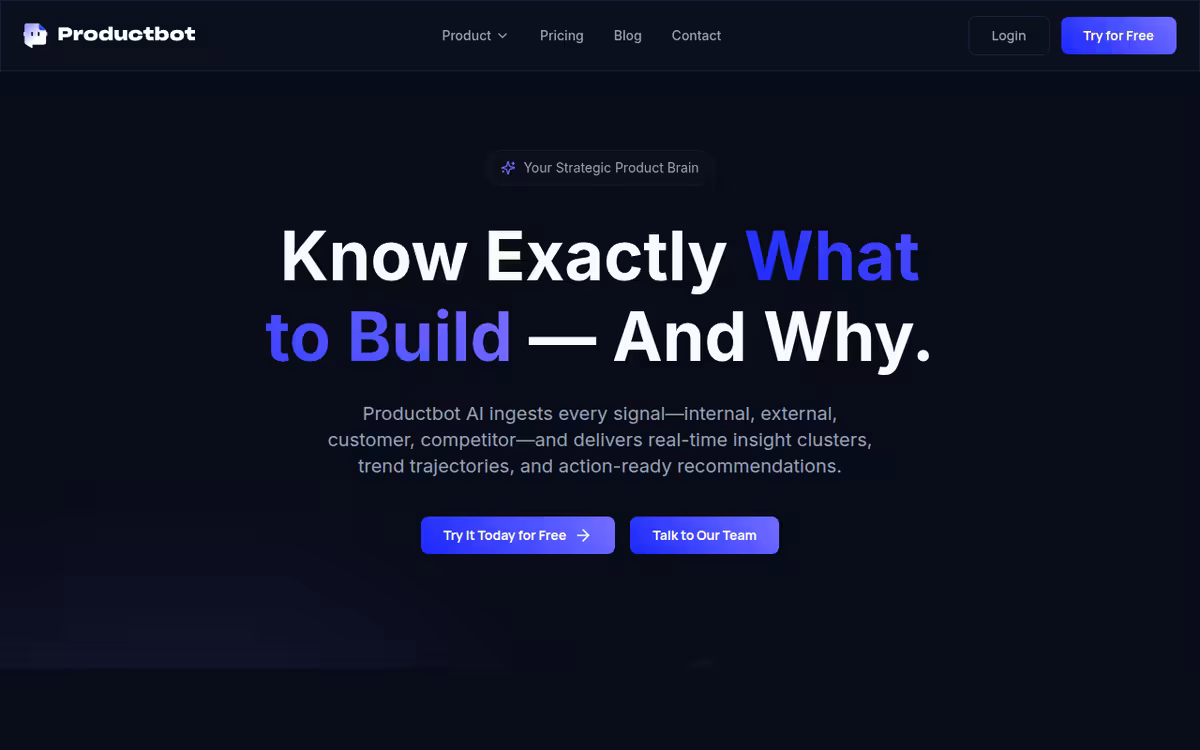 Product Bot AI homepage screenshot