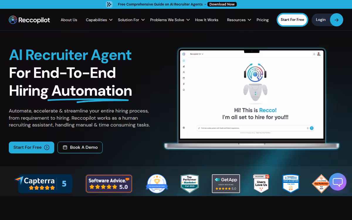 Reccopilot homepage screenshot