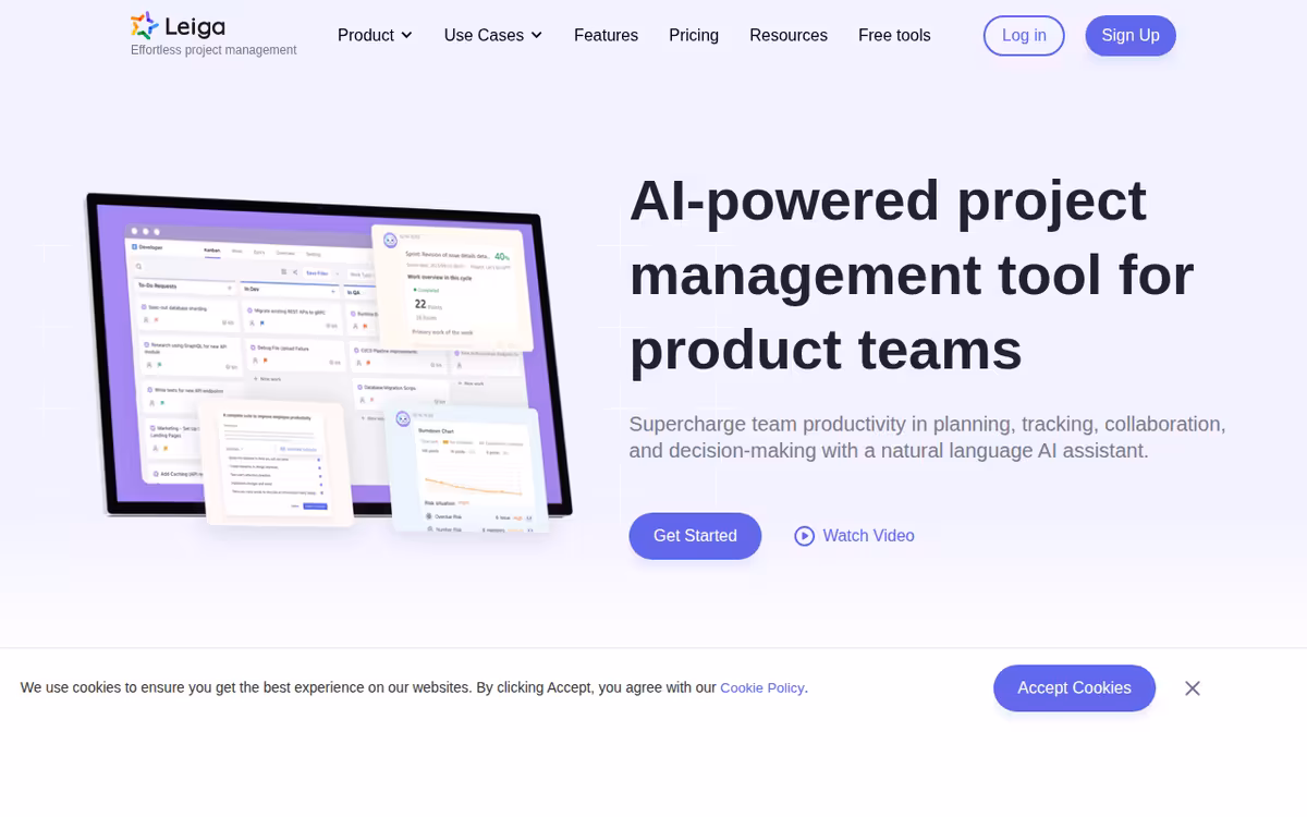 Leiga homepage screenshot
