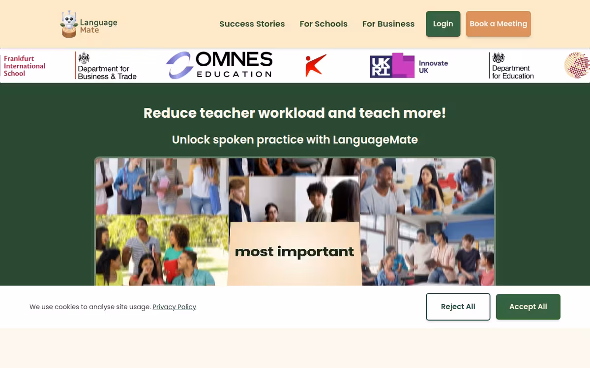 LanguageMate homepage screenshot