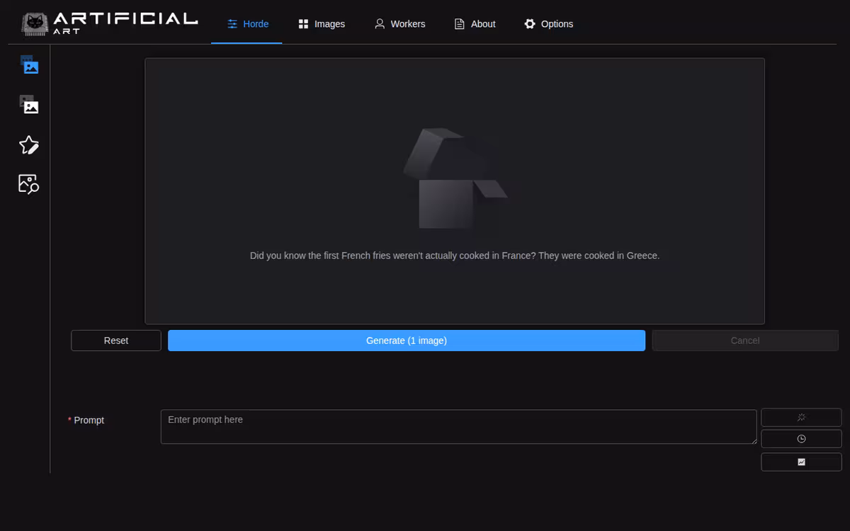 Artificial Art homepage screenshot