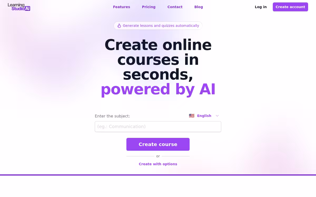 LearningStudioAI homepage screenshot