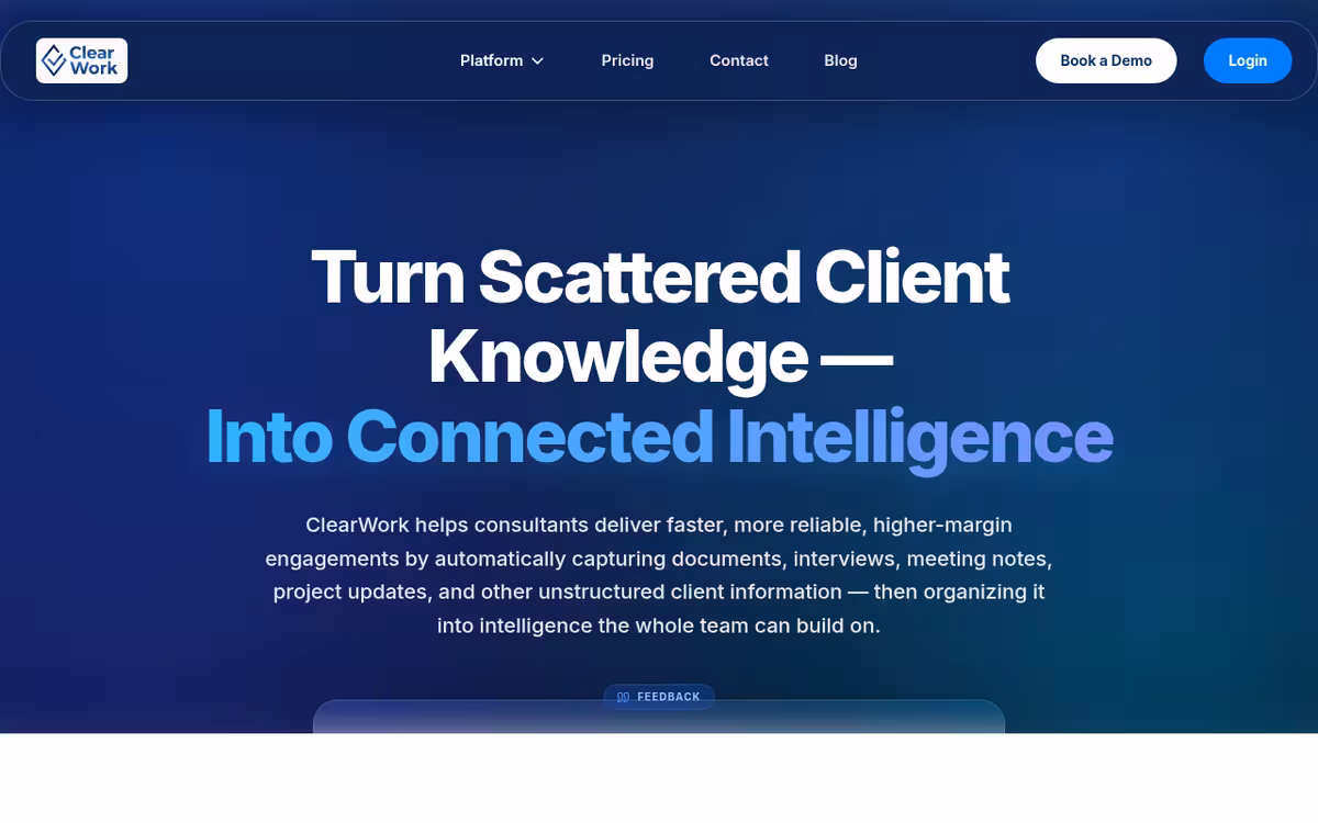 ClearWork homepage screenshot