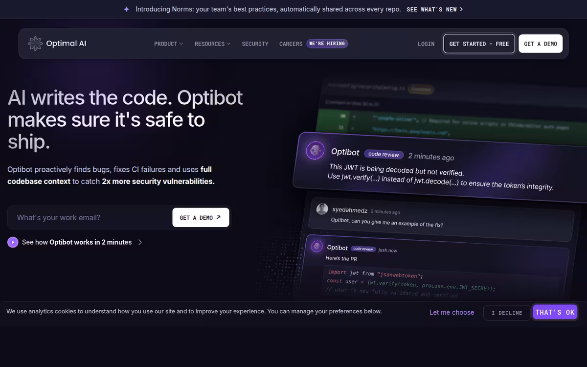 Optimal homepage screenshot