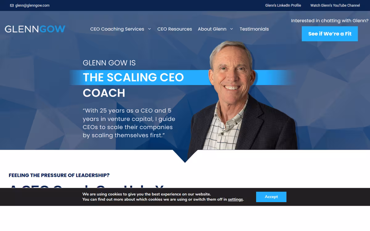 AI CEO Coach by Glenn Gow homepage screenshot