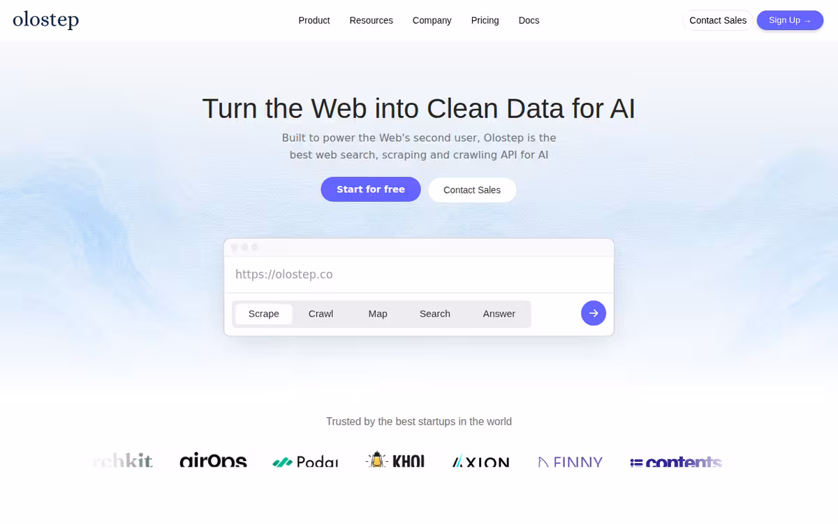 Olostep homepage screenshot