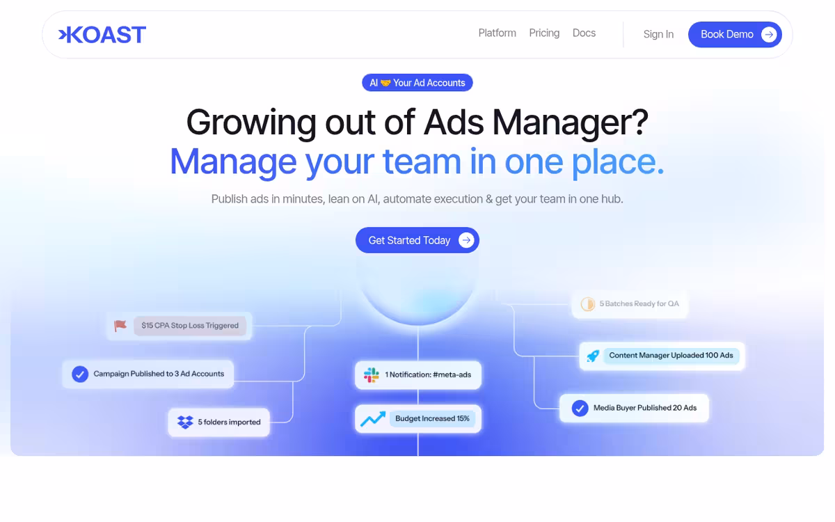 Koast homepage screenshot