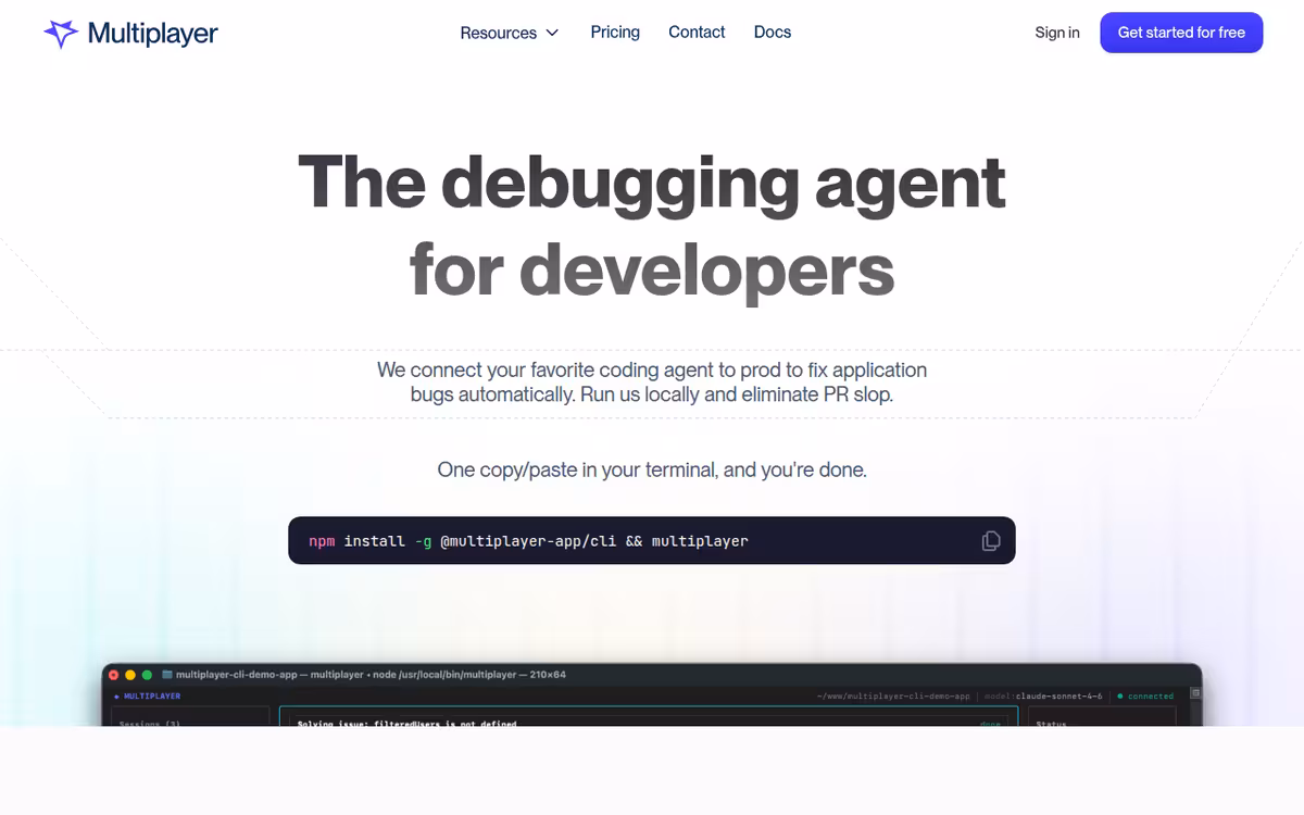 Multiplayer.app homepage screenshot