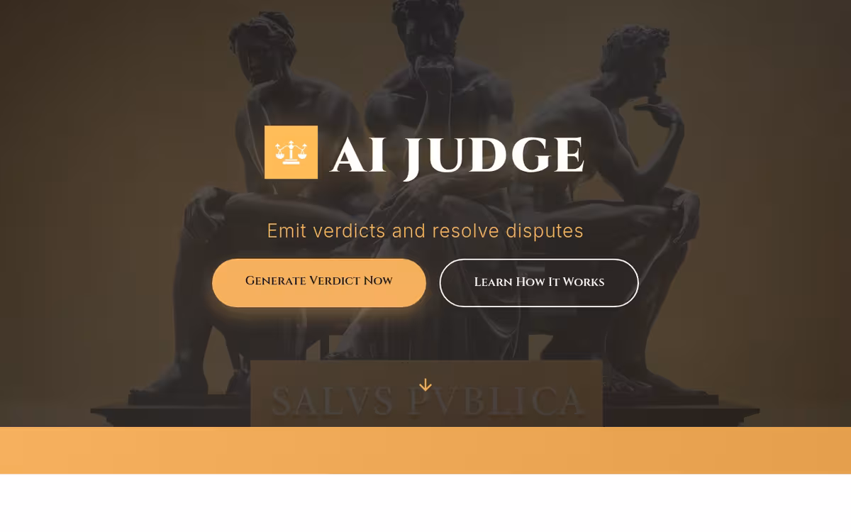AIjudge homepage screenshot