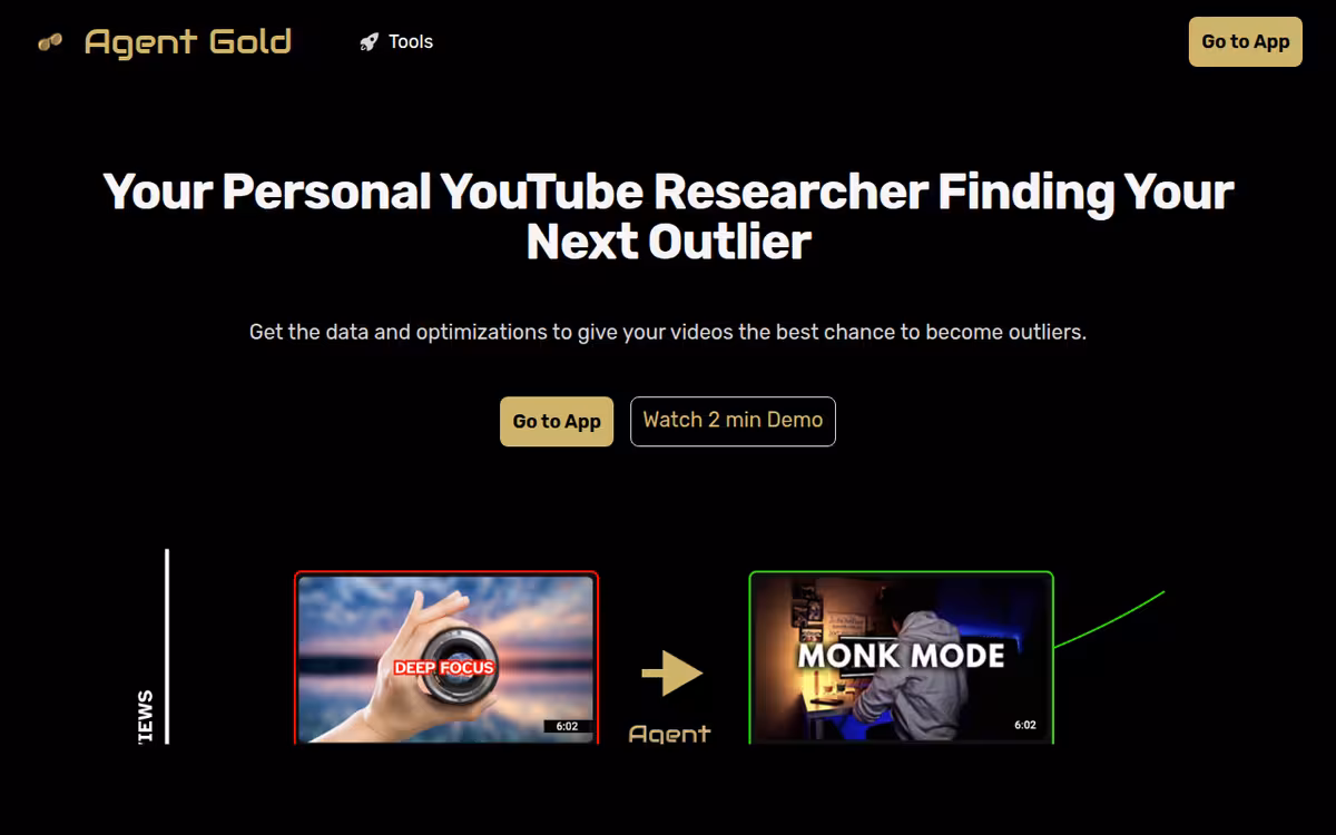 Agent Gold homepage screenshot