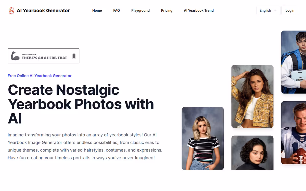 AI Yearbook Art homepage screenshot