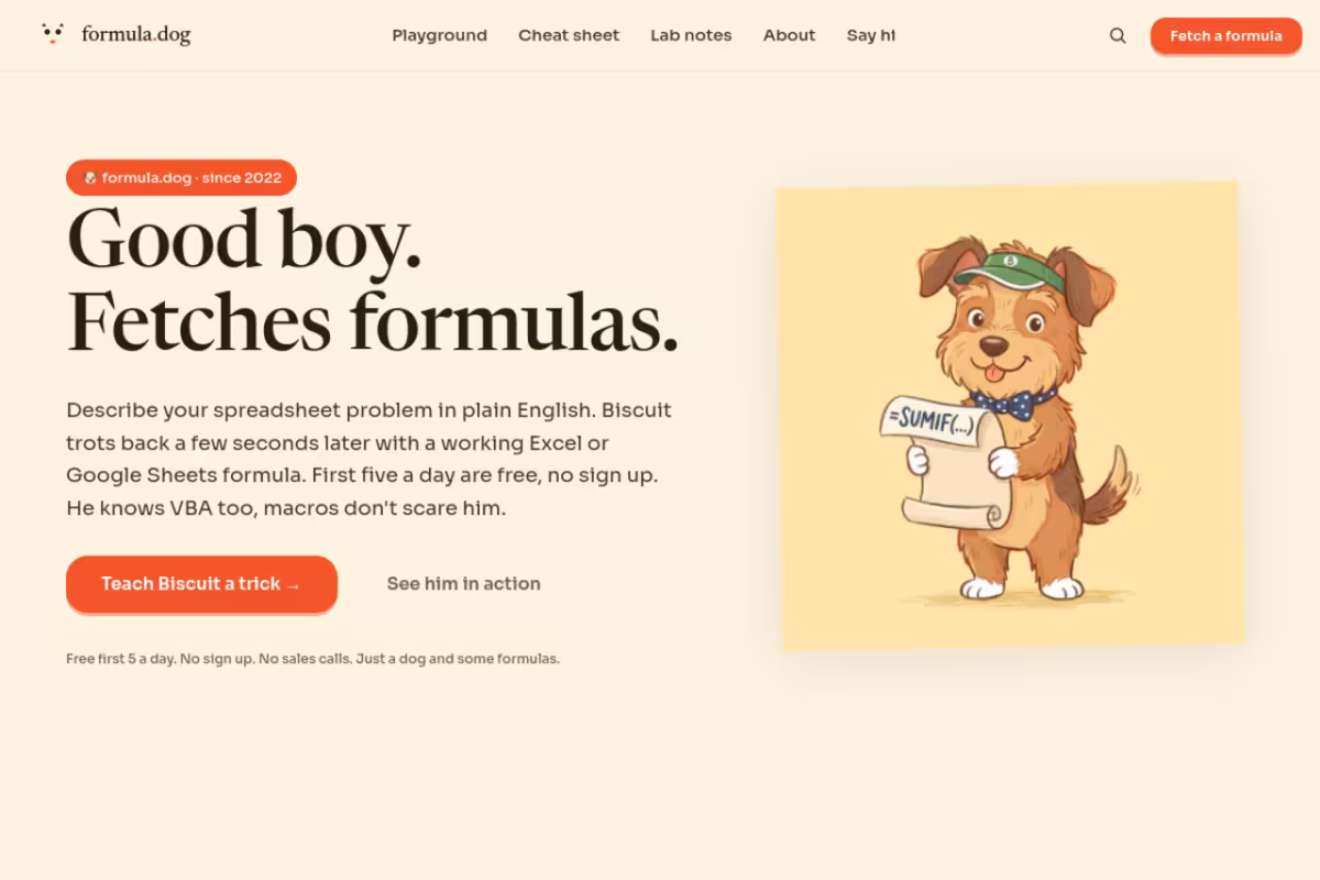 Formula Dog homepage screenshot