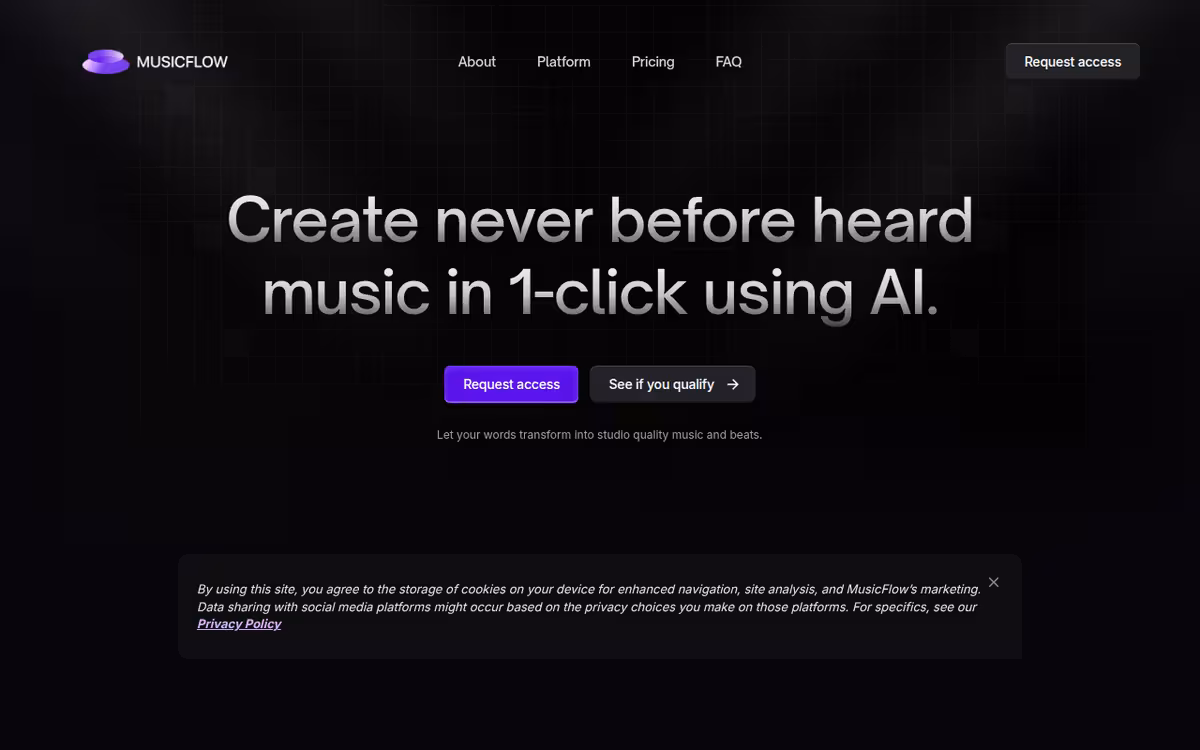 MusicFlow homepage screenshot