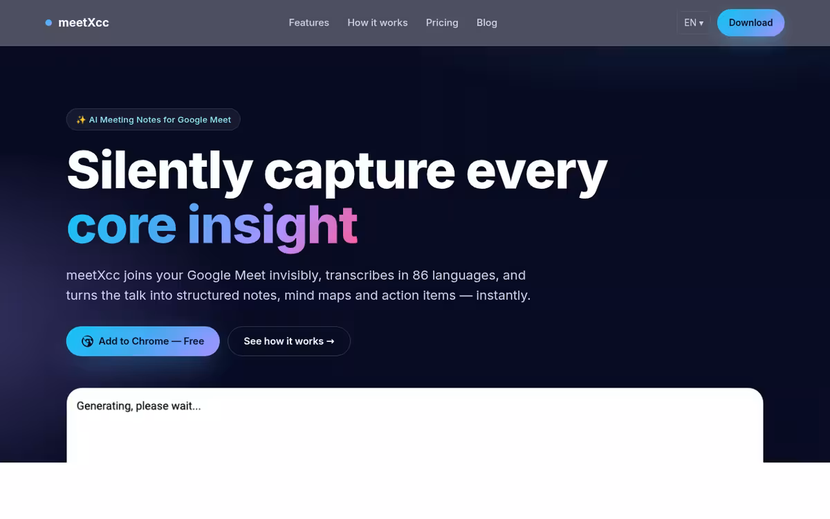 meetXcc homepage screenshot