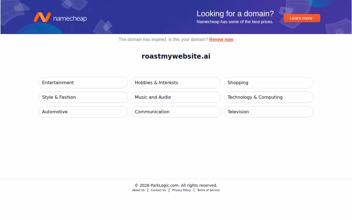 Roast My Website homepage screenshot