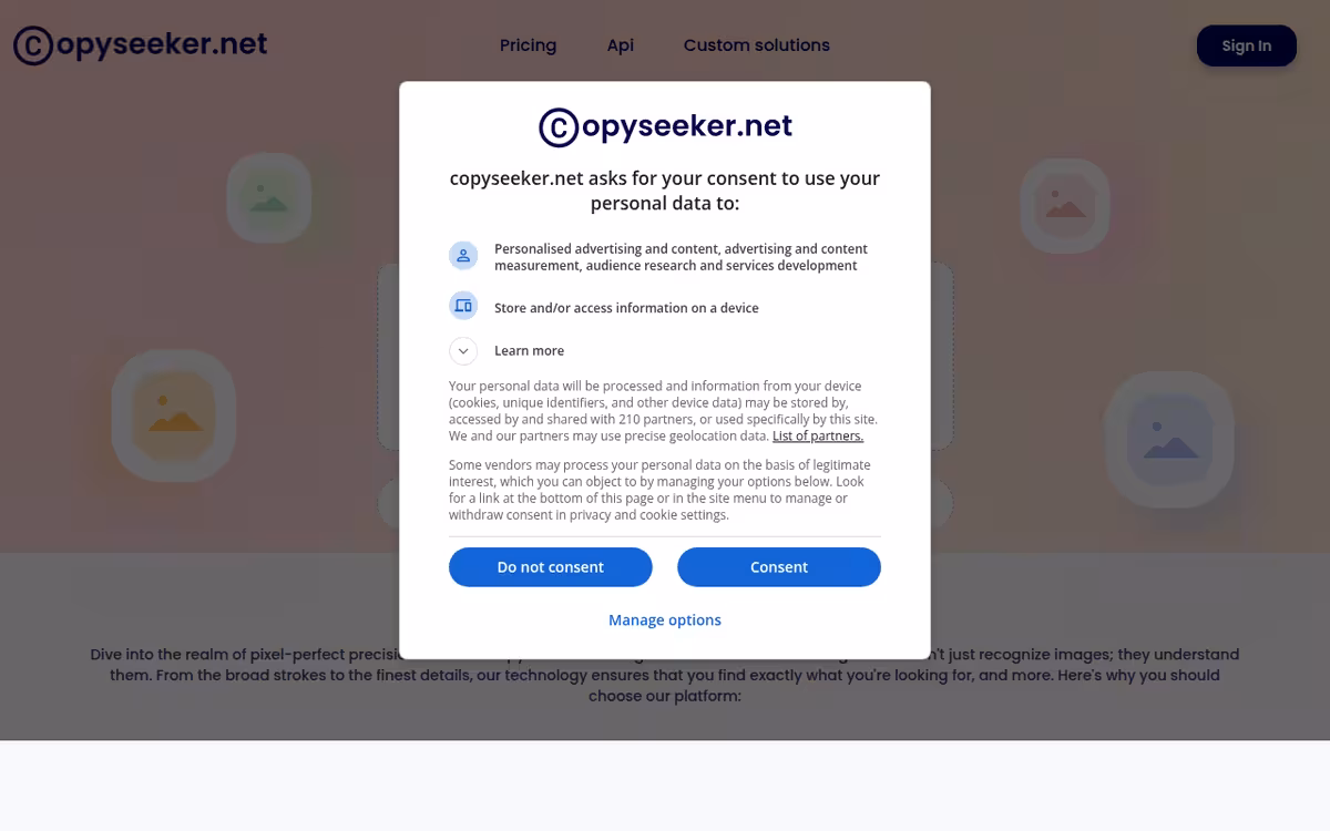 Copyseeker homepage screenshot