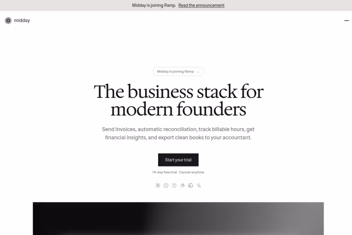 Midday homepage screenshot