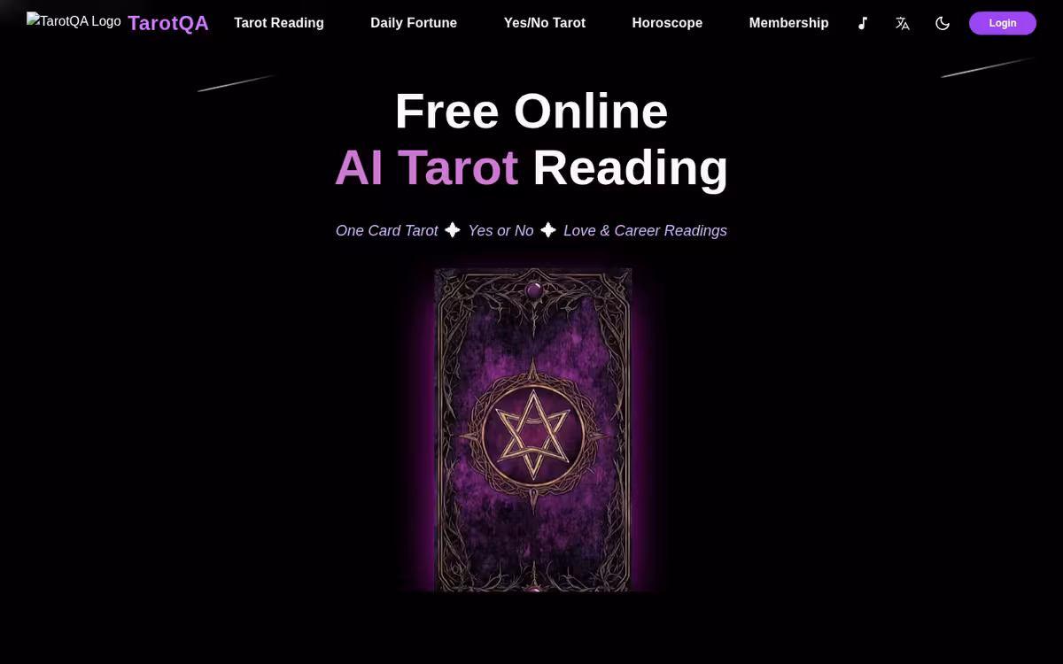 TarotQA homepage screenshot