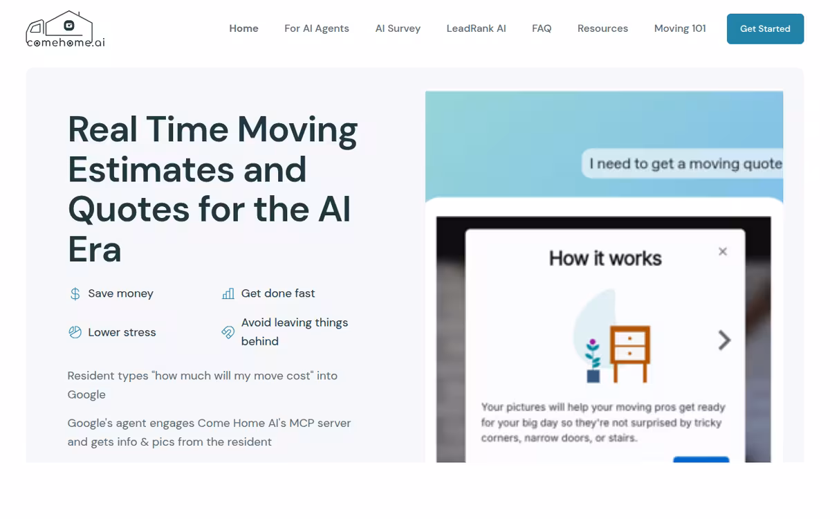 ComeHome homepage screenshot