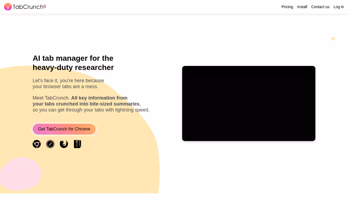 TabCrunch homepage screenshot