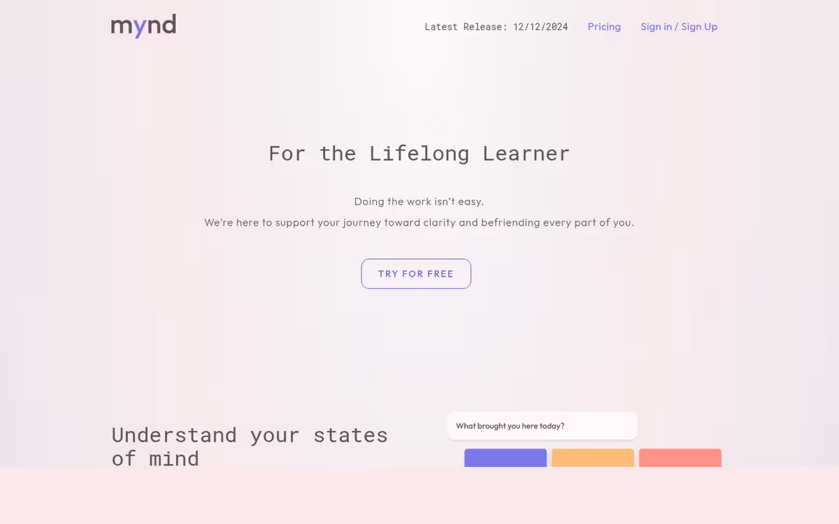 Mynd homepage screenshot