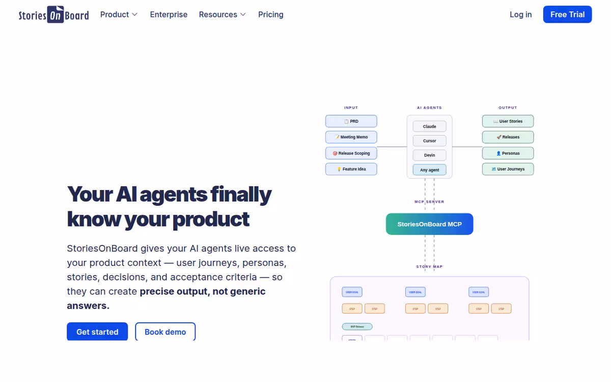 StoriesOnBoard homepage screenshot