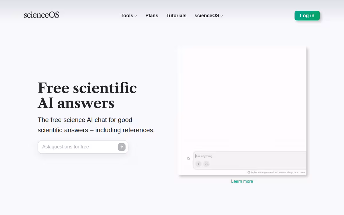 ScienceOS homepage screenshot