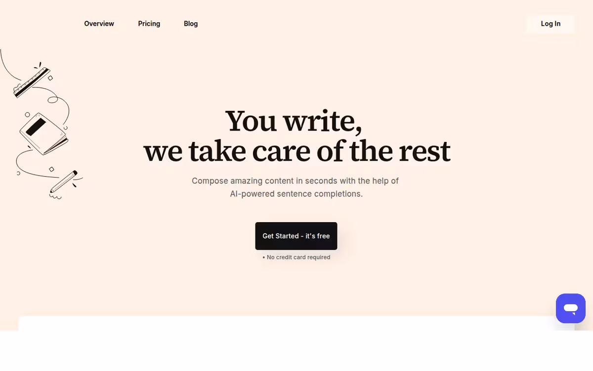 Writier homepage screenshot
