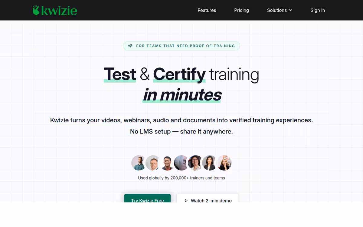Kwizie homepage screenshot
