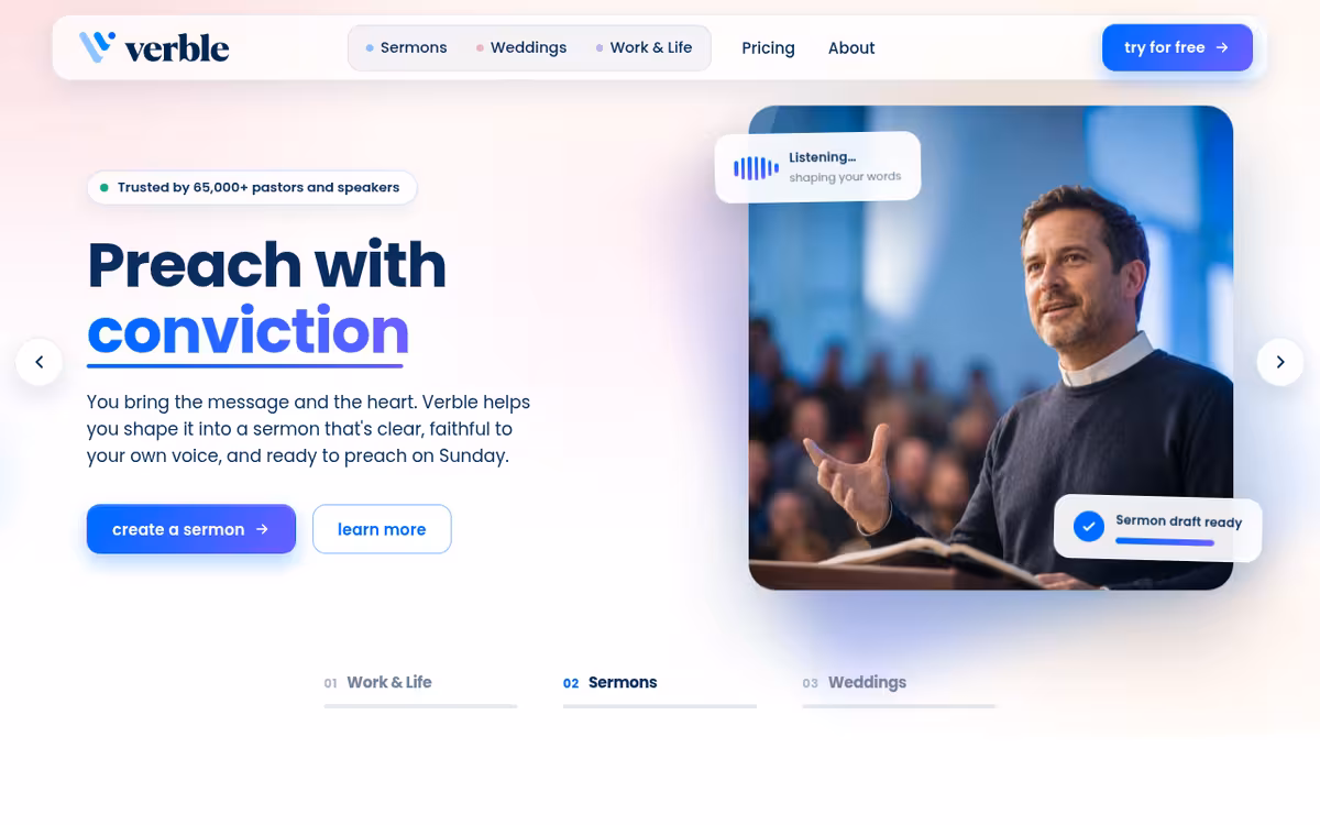Verble homepage screenshot