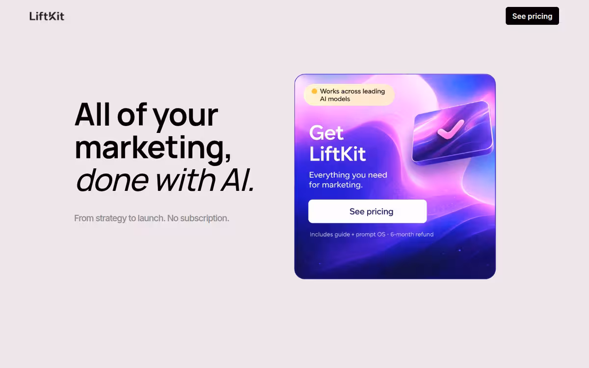 LiftKit homepage screenshot