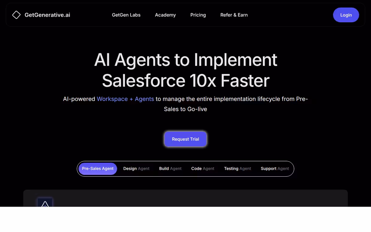 Getgenerative.ai homepage screenshot