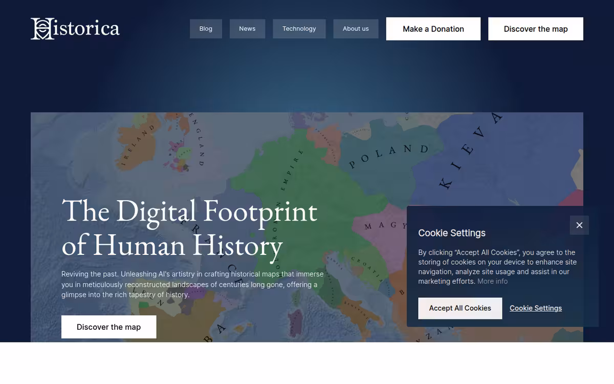 Historica homepage screenshot