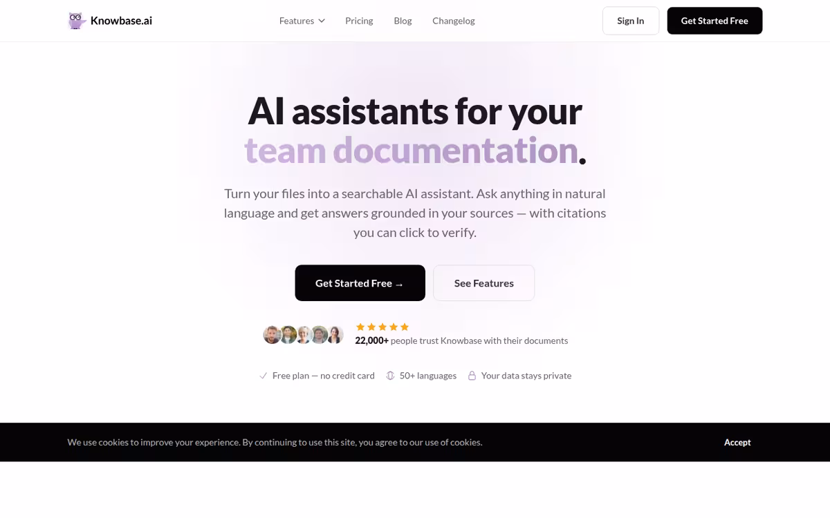 Knowbase homepage screenshot