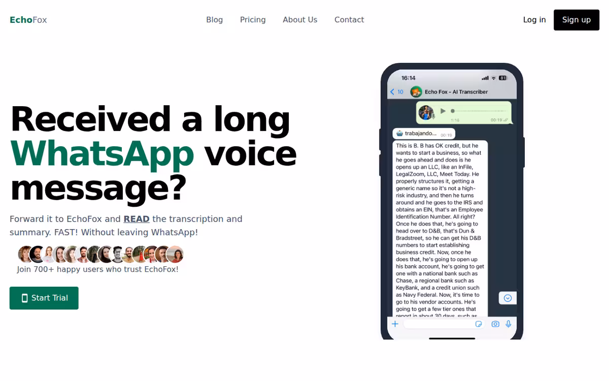 EchoFox homepage screenshot