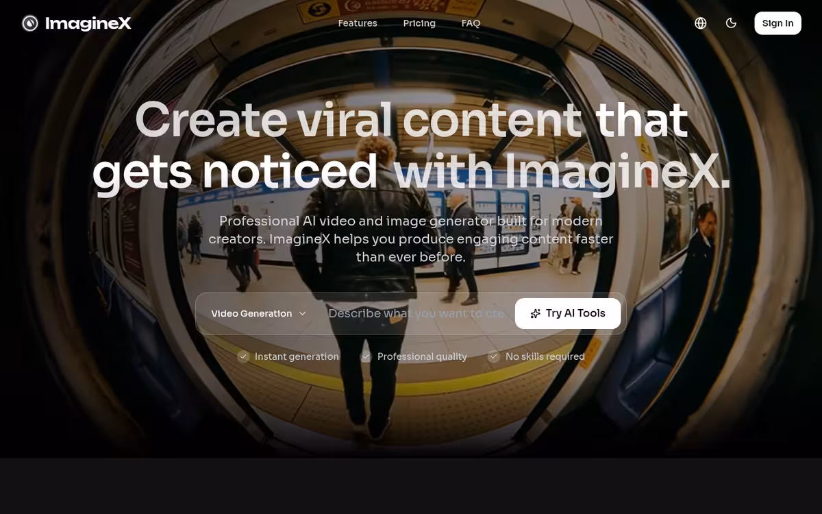 ImgToVideoAI homepage screenshot