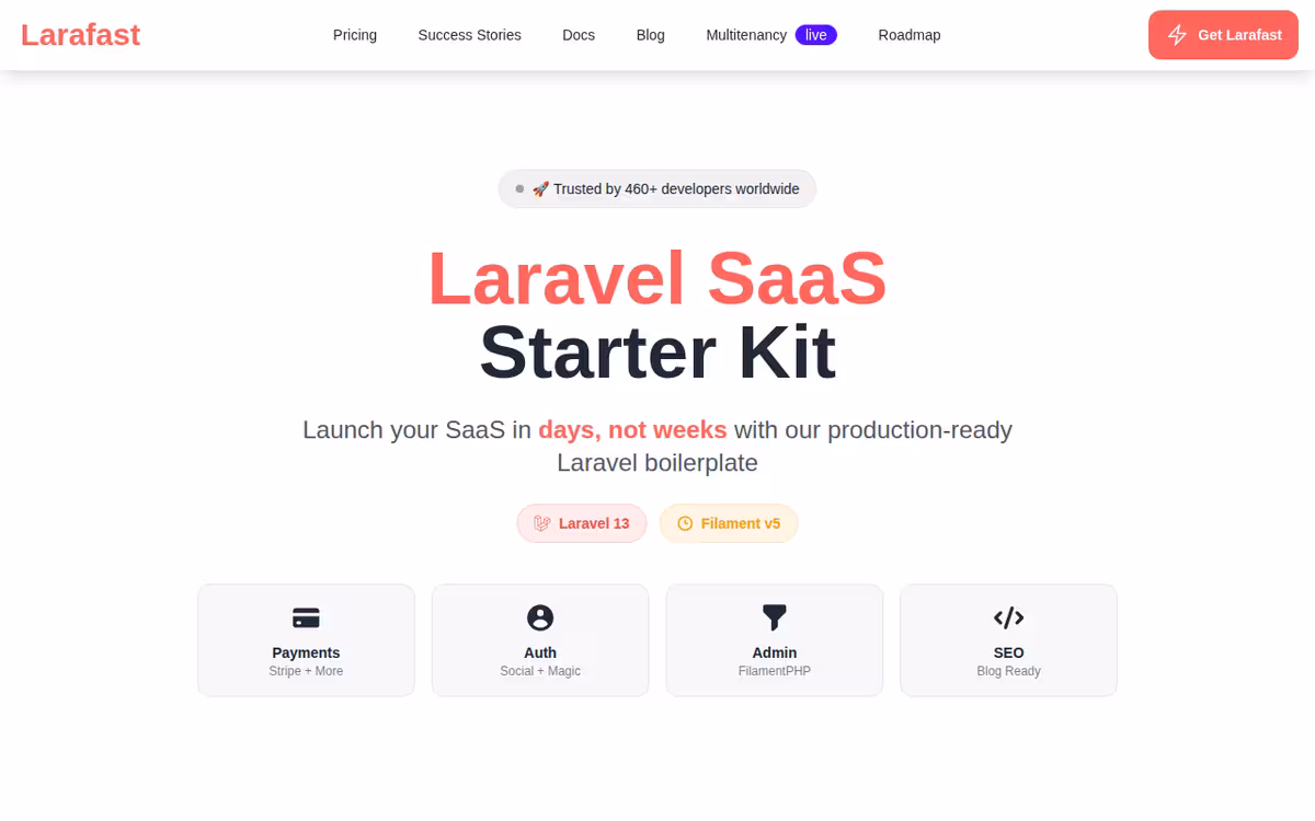 LaraFast homepage screenshot