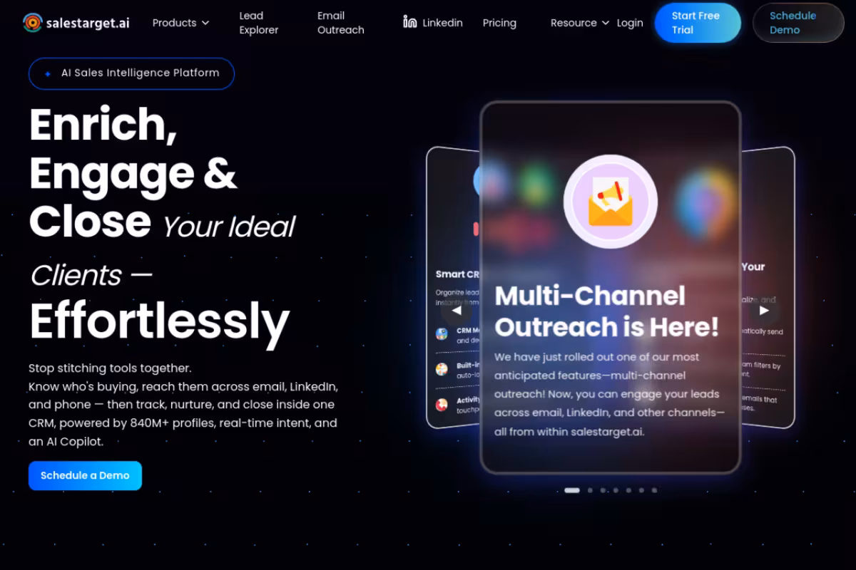 SalesTarget homepage screenshot