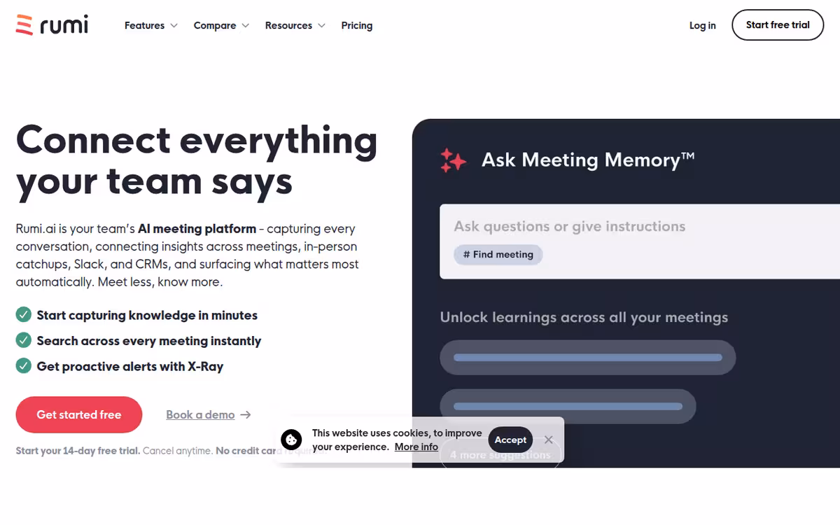 Rumi homepage screenshot