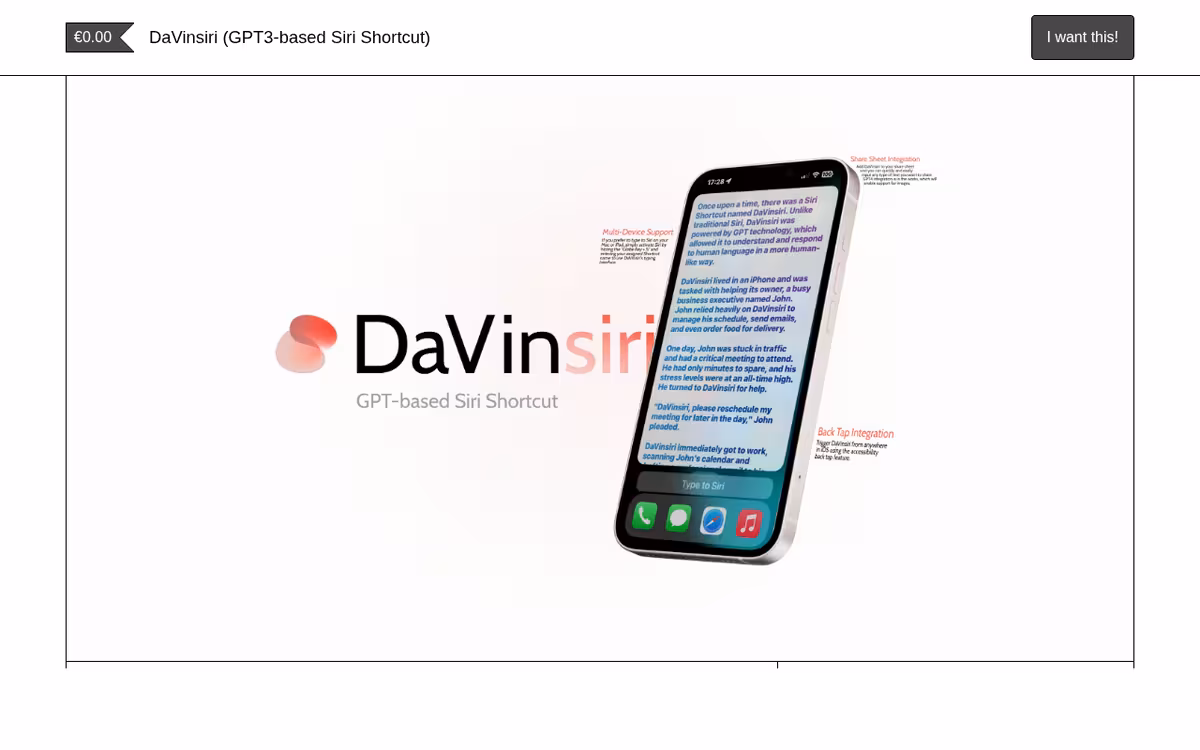 DaVinsiri homepage screenshot