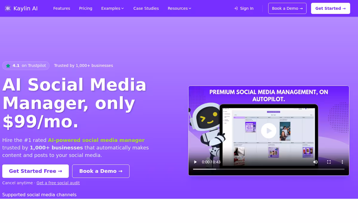 Kaylin AI homepage screenshot