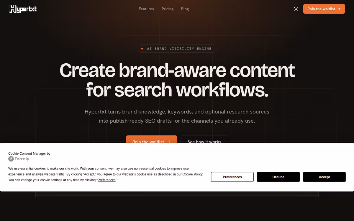 Hypertxt homepage screenshot