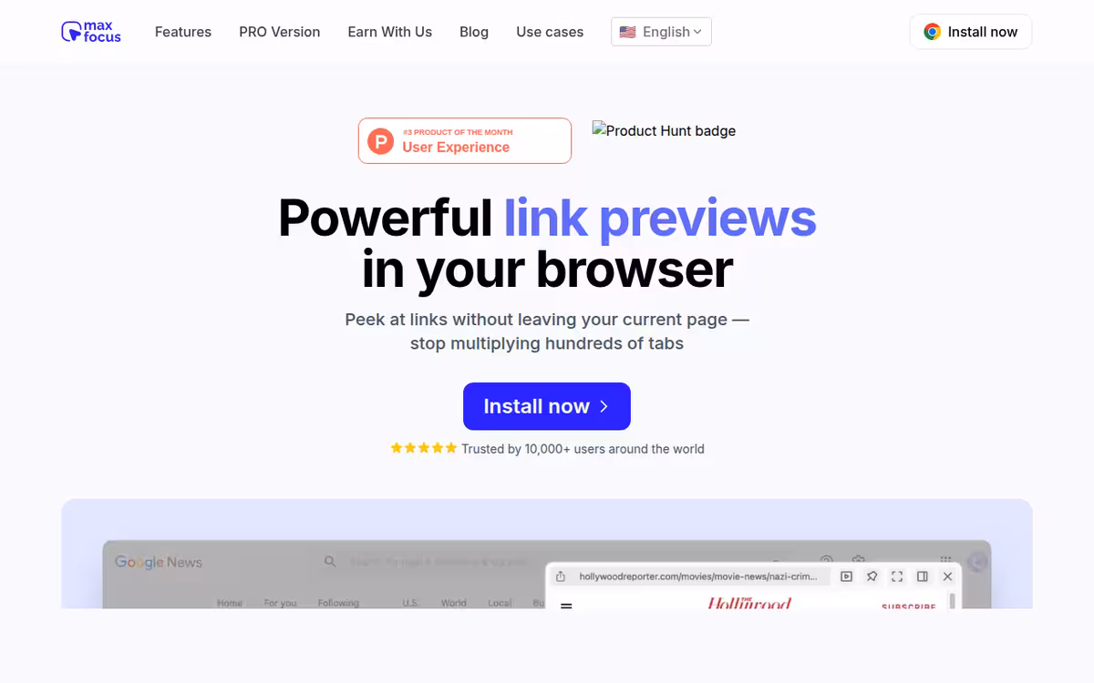 MaxFocus homepage screenshot