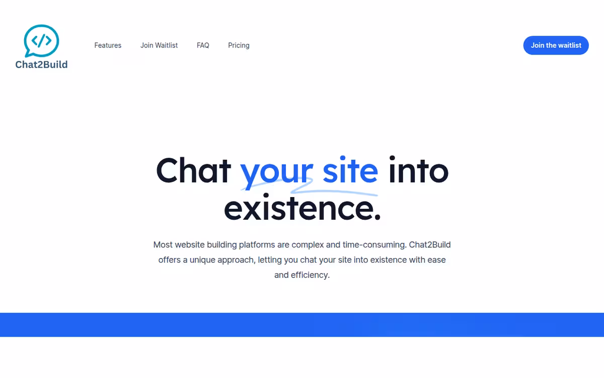 Chat2Build homepage screenshot