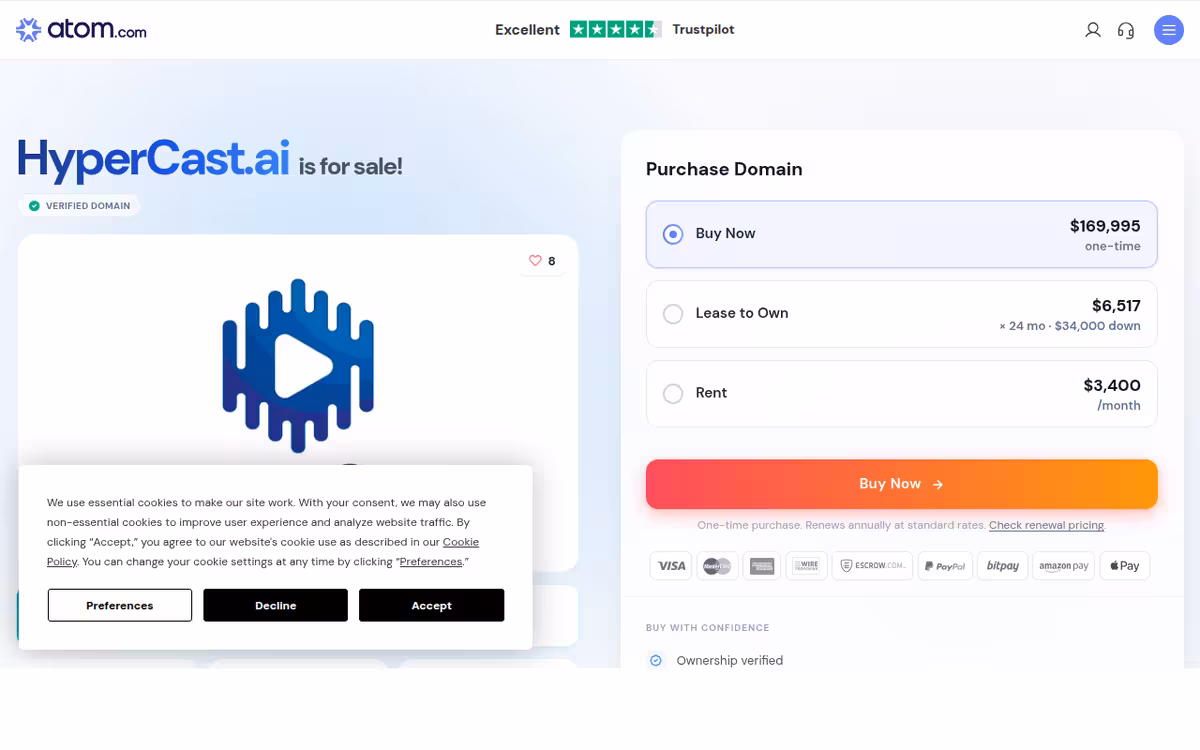 Hypercast homepage screenshot