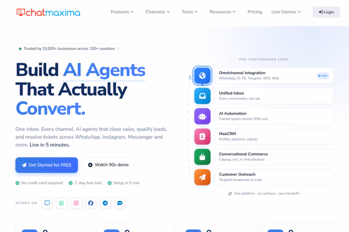 ChatMaxima homepage screenshot